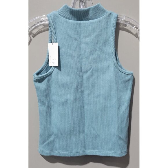 A New Day Rib Texture Mock Neck Slim Fit Teal Blue Tank Top -- Women's Size XXL - Picture 4 of 8